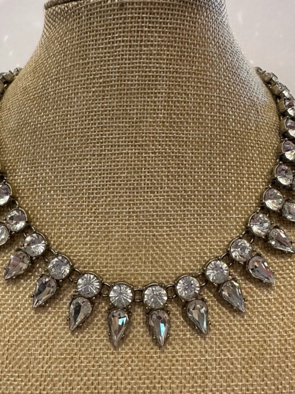 J.Crew Rhinestone
Crystal Tear Drop Antiqued
Statement Necklace